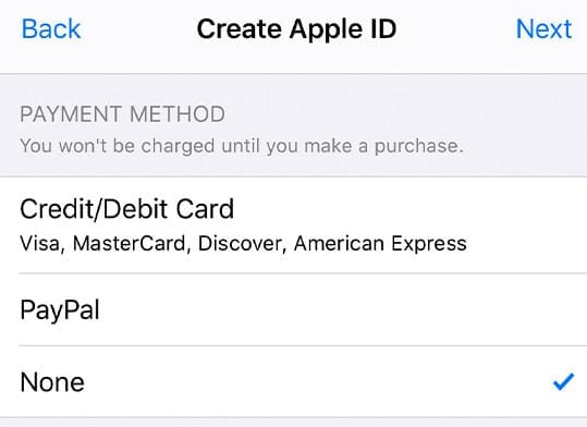 kako napraviti apple id bez kreditne kartice