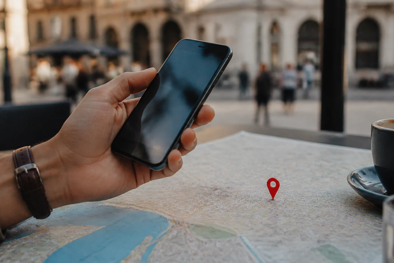 Mobitel s odabranom lokacijom za slanje u poruci
