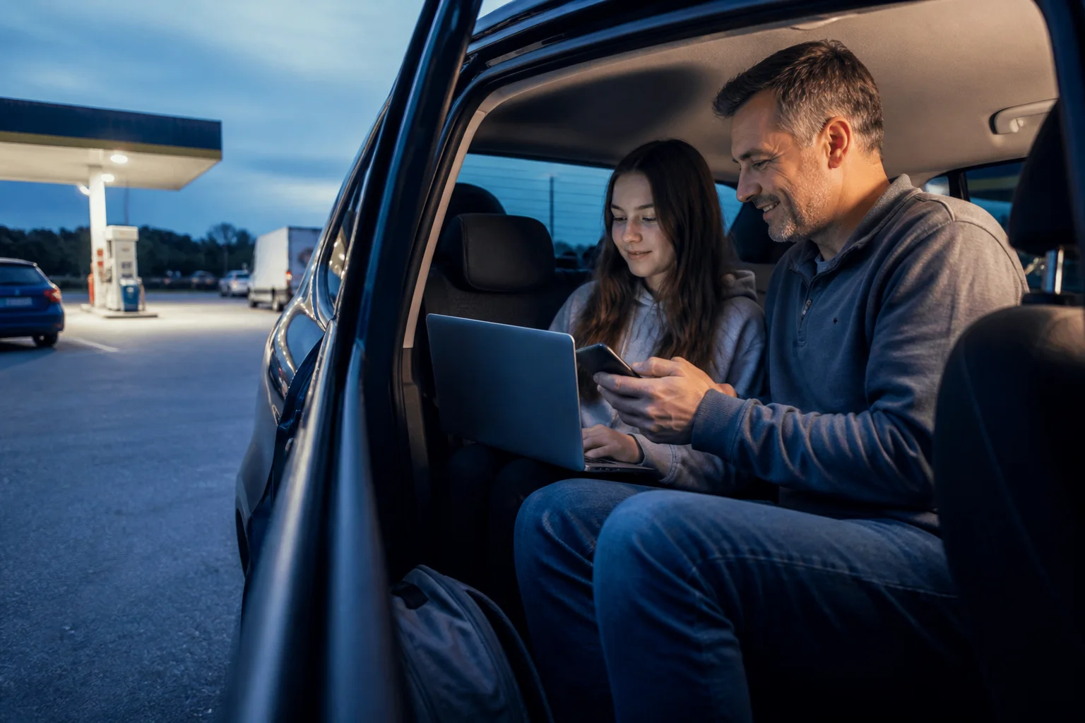 Dijeljenje interneta tijekom obiteljskog putovanja automobilom
