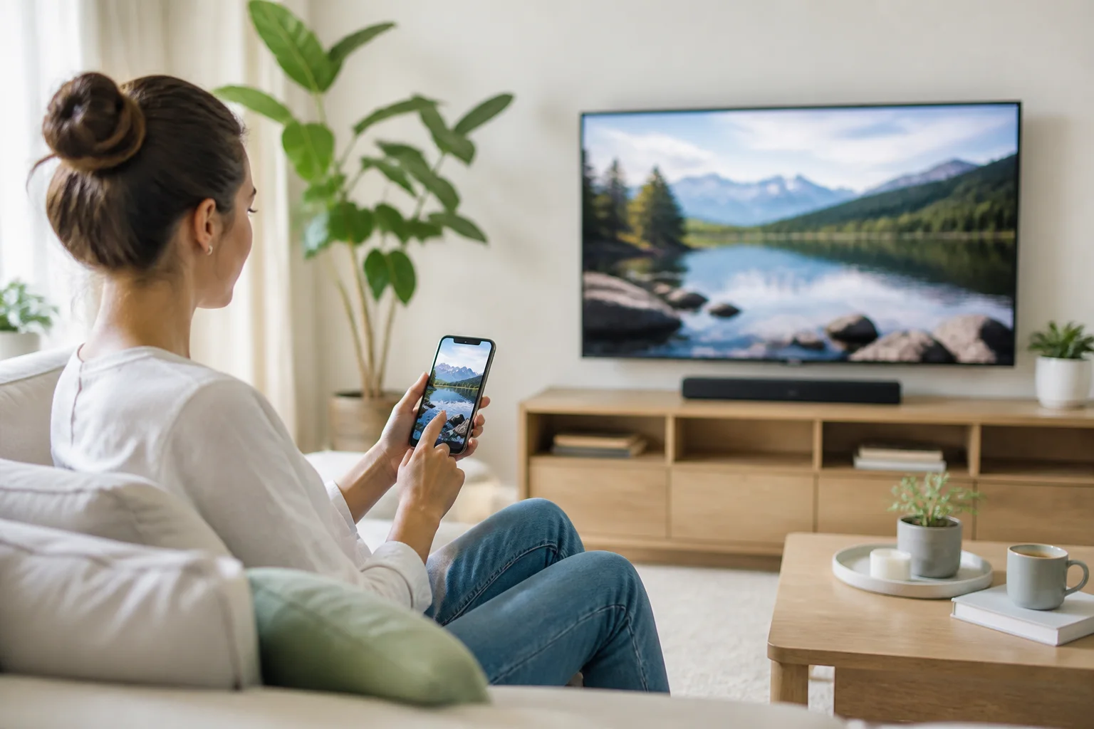 Bežično prikazivanje sadržaja s mobitela na televizoru u dnevnoj sobi